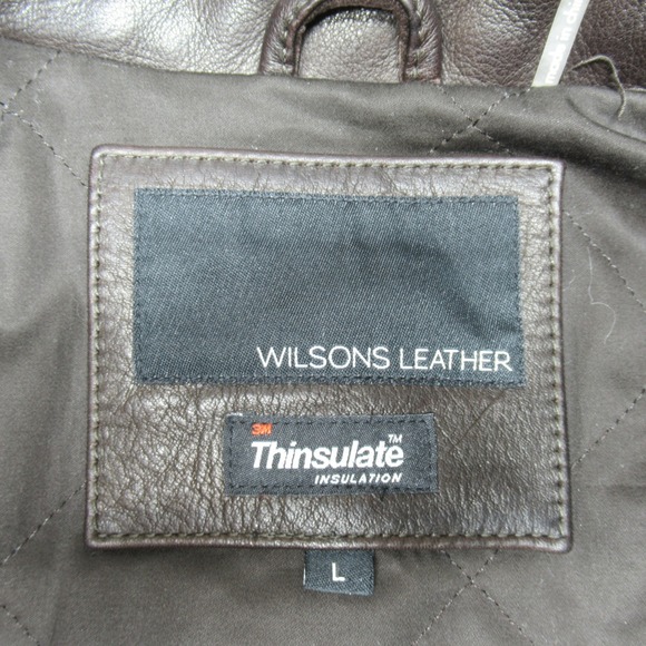 Wilsons Leather Jacket Mens Large Brown 3M Thinsulate Insulation Timeless Biker - Picture 4 of 10